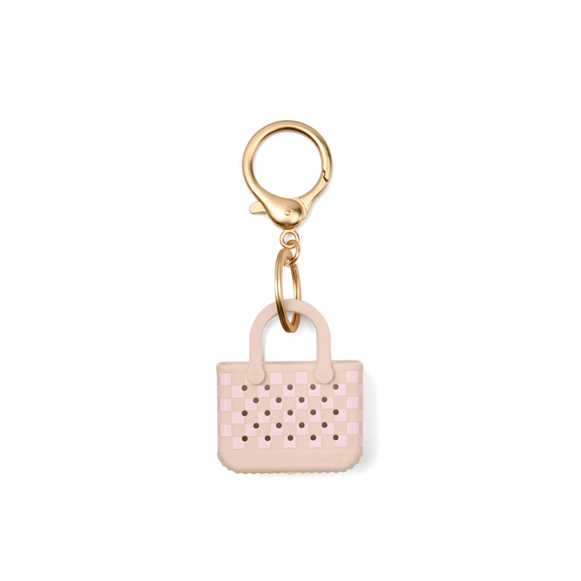 Tiny Tote Keychain - Checkered Linen/ Pink Marshmallow